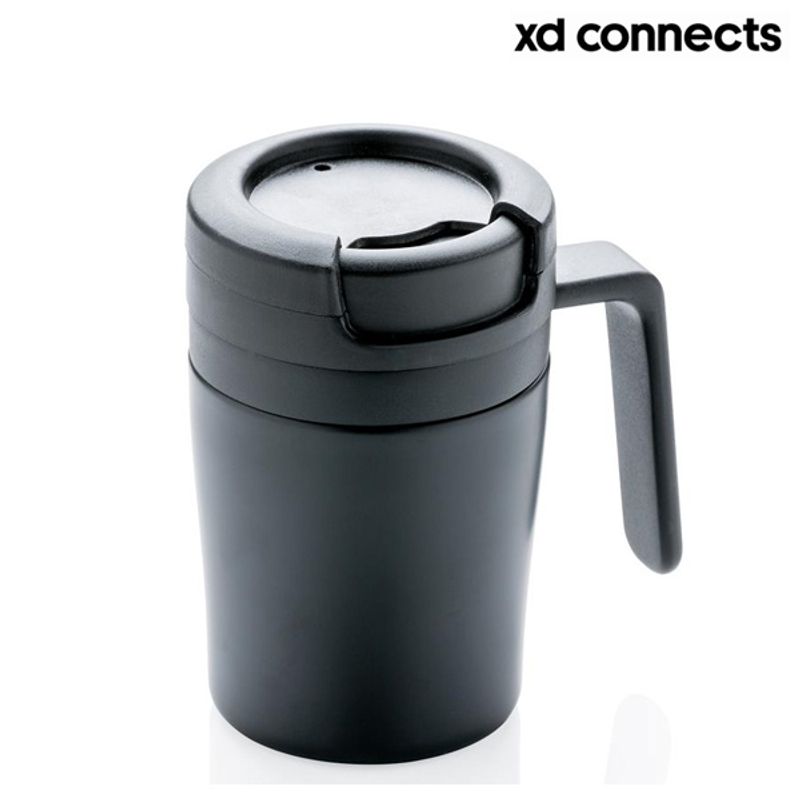 Termo kaffekopp med logo liten med håndtak